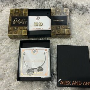 Alex & Ani Game Of Thrones Stark House Earrings and Bracelet. New